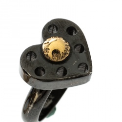 Pre Owned Louis Vuitton Love Letters Black/Gold Tone Ring Set Size 51