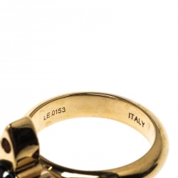 Pre Owned Louis Vuitton Love Letters Black/Gold Tone Ring Set Size 51