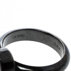 Pre Owned Louis Vuitton Love Letters Black/Gold Tone Ring Set Size 51
