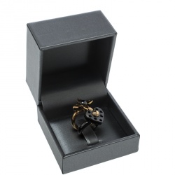 Pre Owned Louis Vuitton Love Letters Black/Gold Tone Ring Set Size 51