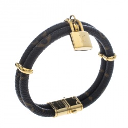 Pre Owned Louis Vuitton Keep It Twice Monogram Canvas Padlock Charm Bracelet 15cm