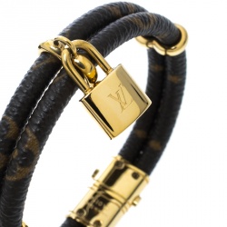 Pre Owned Louis Vuitton Keep It Twice Monogram Canvas Padlock Charm Bracelet 15cm