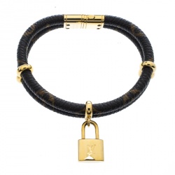 Pre Owned Louis Vuitton Keep It Twice Monogram Canvas Padlock Charm Bracelet 15cm