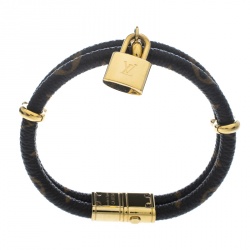 Pre Owned Louis Vuitton Keep It Twice Monogram Canvas Padlock Charm Bracelet 15cm