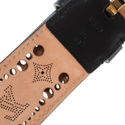 مملوكة مسبقًا حزام لوي فيتون فونيكس جلد أسود مثقب 85 سم