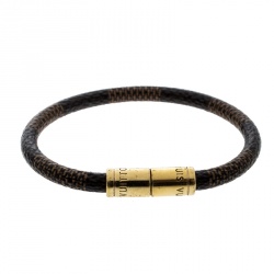 Pre Owned Louis Vuitton Keep It Damier Canvas Gold Tone Bracelet 18cm