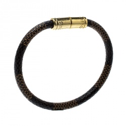 Pre Owned Louis Vuitton Keep It Damier Canvas Gold Tone Bracelet 18cm