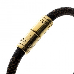 Pre Owned Louis Vuitton Keep It Damier Canvas Gold Tone Bracelet 18cm