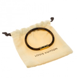 Pre Owned Louis Vuitton Keep It Damier Canvas Gold Tone Bracelet 18cm