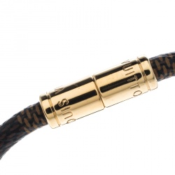 Pre Owned Louis Vuitton Keep It Damier Canvas Gold Tone Bracelet 16cm