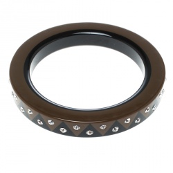 مملوكة مسبقًا Louis Vuitton Black & Brown Resin Crystal Zig Zag Wide Bangle Bracelet
