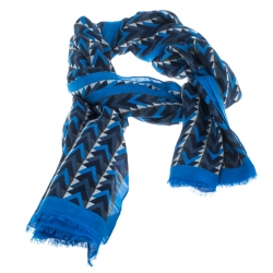 مملوكة مسبقًا Louis Vuitton Blue V Obsession Pattern Cotton and Linen Stole