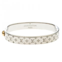 Pre Owned Louis Vuitton Nanogram Cuff Silver Tone Bracelet S