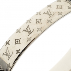 Pre Owned Louis Vuitton Nanogram Cuff Silver Tone Bracelet S