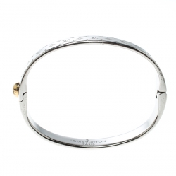 Pre Owned Louis Vuitton Nanogram Cuff Silver Tone Bracelet S