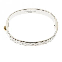 Pre Owned Louis Vuitton Nanogram Cuff Silver Tone Bracelet S