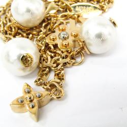 مملوكة مسبقًا Louis Vuitton Charmy Pearl Gold Tone Necklace