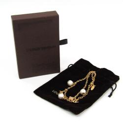 مملوكة مسبقًا Louis Vuitton Charmy Pearl Gold Tone Necklace