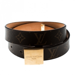 Louis Vuitton, Accessories, Authentic Louis Vuitton Brown Monogram Canvas  Leather Buckle Belt 8534 Mp75