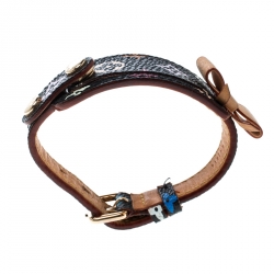 مملوكة مسبقًا سوار لوي فيتون  ID كانفاس مونوغرامي وجلد أسود متعدد الألوان