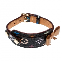 مملوكة مسبقًا سوار لوي فيتون  ID كانفاس مونوغرامي وجلد أسود متعدد الألوان