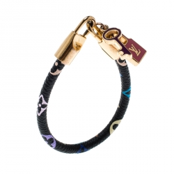 Louis Vuitton Monogram Luck It Canvas and Gold Plated Metal Charm Bracelet