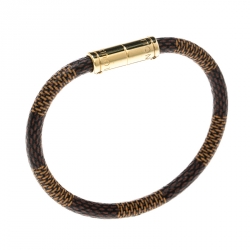 مملوكة مسبقًا Louis Vuitton Keep It Damier Canvas Gold Tone Bracelet 16cm