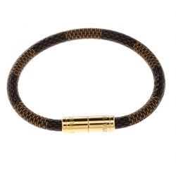 مملوكة مسبقًا Louis Vuitton Keep It Damier Canvas Gold Tone Bracelet 16cm