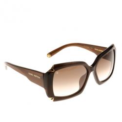 Pre Owned Louis Vuitton Brown Glitter Hortensia Woman Sunglasses