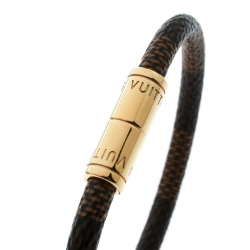 Pre Owned Louis Vuitton Keep It Damier Canvas Gold Tone Bracelet 16cm