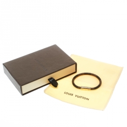 Pre Owned Louis Vuitton Keep It Damier Canvas Gold Tone Bracelet 16cm