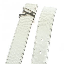 Pre Owned Louis Vuitton Ivorie Leather LV Initials Belt Size 85 CM