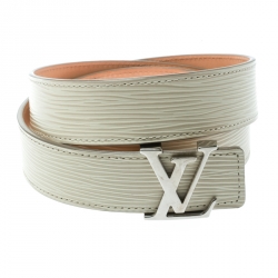 Pre Owned Louis Vuitton Ivorie Leather LV Initials Belt Size 85 CM