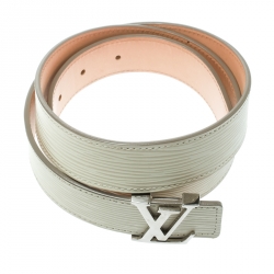 Pre Owned Louis Vuitton Ivorie Leather LV Initials Belt Size 85 CM