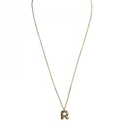 Pre Owned Louis Vuitton LV & Me Gold Tone R Pendant Necklace