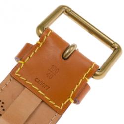 Pre Owned Louis Vuitton Brown Leather Mahina Perforated Belt 100 CM
