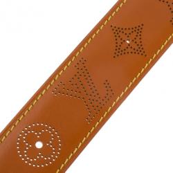 Pre Owned Louis Vuitton Brown Leather Mahina Perforated Belt 100 CM