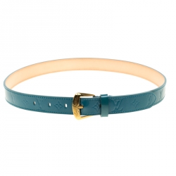 Pre Owned Louis Vuitton Turquoise Vernis Belt 80cm