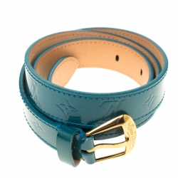 Pre Owned Louis Vuitton Turquoise Vernis Belt 80cm