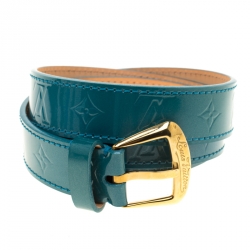 Pre Owned Louis Vuitton Turquoise Vernis Belt 80cm
