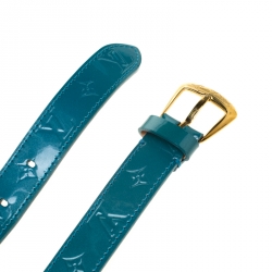 Pre Owned Louis Vuitton Turquoise Vernis Belt 80cm