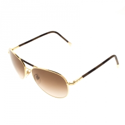 مملوكة مسبقًا Louis Vuitton Gold/Brown Gradient Z0202U Damier Ebene Conspiration Pilote Aviator Sunglasses