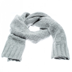 Pre Owned Louis Vuitton Grey Damier Cashmere Muffler