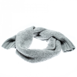 Pre Owned Louis Vuitton Grey Damier Cashmere Muffler