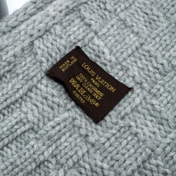 Pre Owned Louis Vuitton Grey Damier Cashmere Muffler