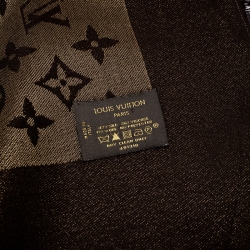 Pre Owned  وشاح لوي فيتون حرير وصوف لامع مونوغرامي بني