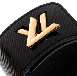 Pre Owned Louis Vuitton Black Epi Leather Gold Tone Twist It Bracelet