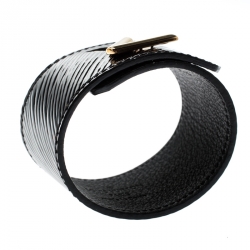 Pre Owned Louis Vuitton Black Epi Leather Gold Tone Twist It Bracelet