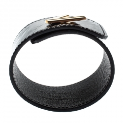 Pre Owned Louis Vuitton Black Epi Leather Gold Tone Twist It Bracelet