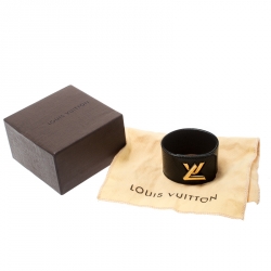 Pre Owned Louis Vuitton Black Epi Leather Gold Tone Twist It Bracelet
